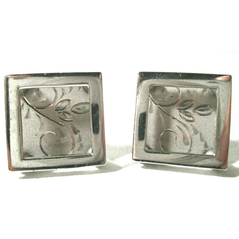 Cufflinks Floral Etched Fancy Ball Frame Square Mens Wedding Formal Wear